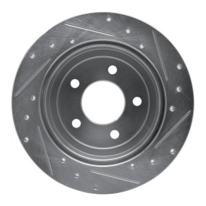 Chrysler Town & Country Brake Rotor (1) - Rear Left - R1 Concepts - Drilled & Slotted - Silver - `97-`07